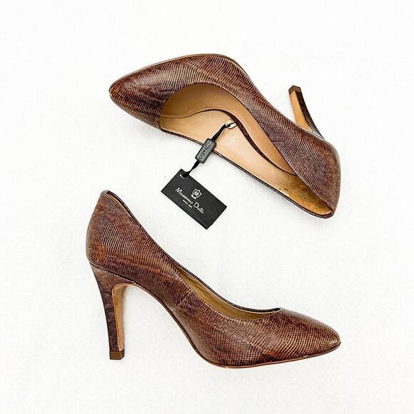 Massimo Dutti Womens Brown Animal Print Leather Court Heel US5 UK35 NWT - Picture 3 of 5